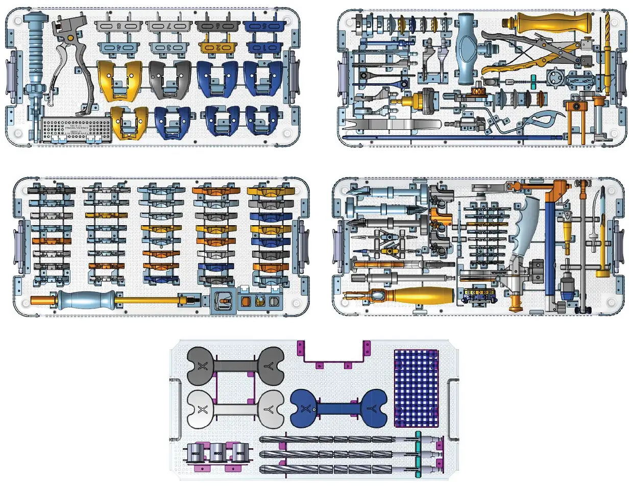 Four Optimotion lateral approach instrument trays