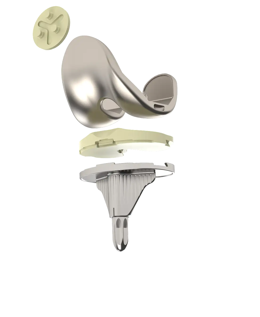 Optimotion total knee implant with stemmed tibial baseplate